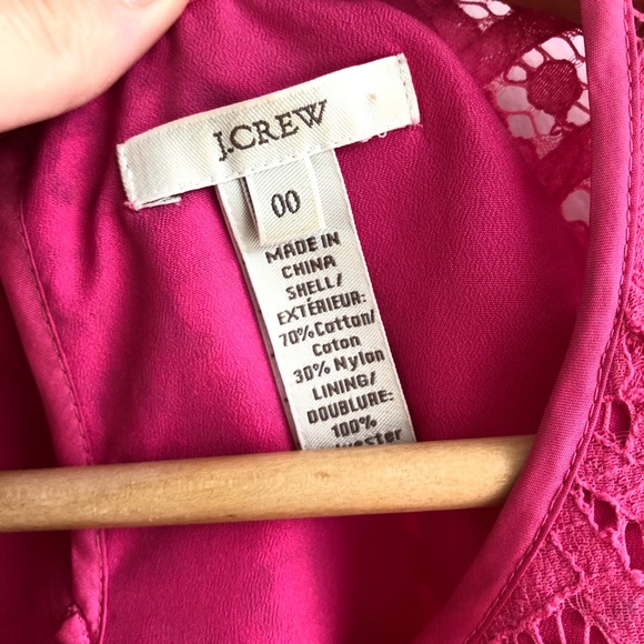 J. CREW Womens Pink Lined Lace Scalloped Cap Sleeve Round Neck Blouse Top Sz 00 - Picture 3 of 8